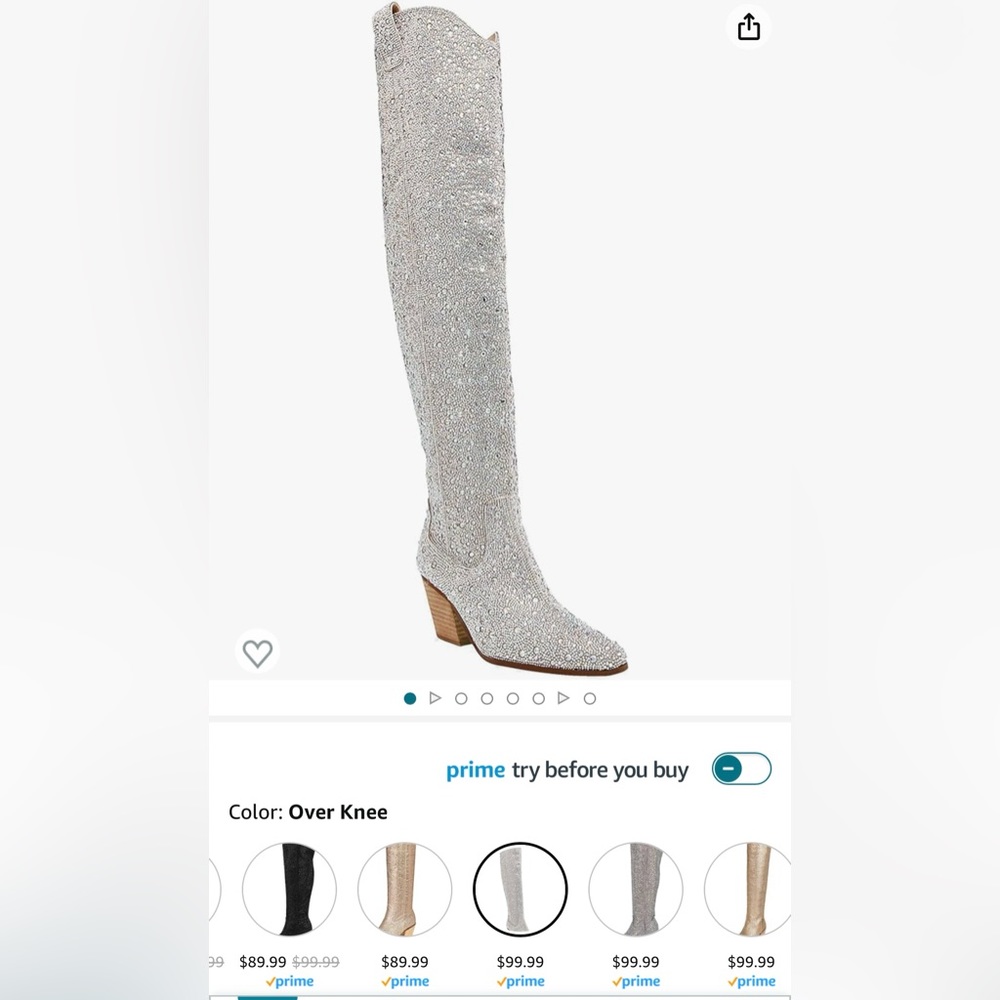 Sparkling Silver Over the Knee Boots